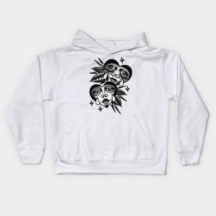 Traditional Heart Faces Tattoo Piece Kids Hoodie